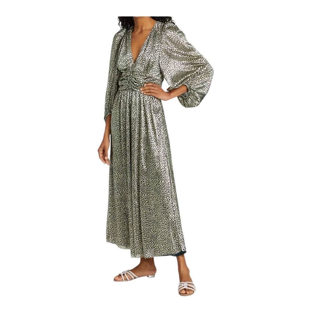 $620 Ba&sh Celie Metallic Leopard Maxi Dress Size XS - Picture 2 of 12